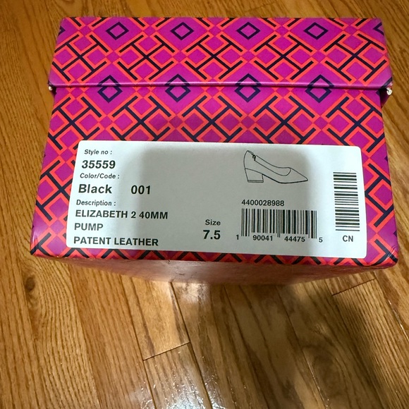 Tory Burch “Elizabeth” black patent 40MM pump-7.5 - Picture 3 of 5